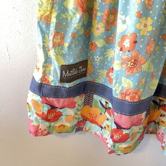 Matilda Jane Sz 8 Camp MJC Green Garden Dress Cotton Stretch - Picture 4 of 9